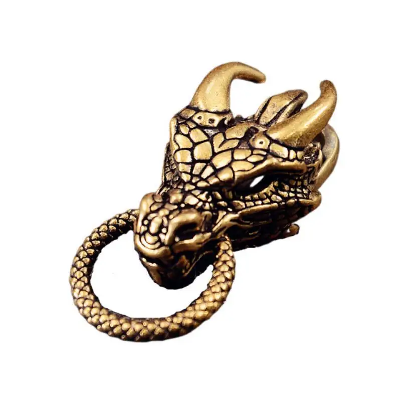 Vintage Brass Zodiac Dragon Animal Craft Luck Success Feng Shui Ornament for Home Decor Birthday Business Gift