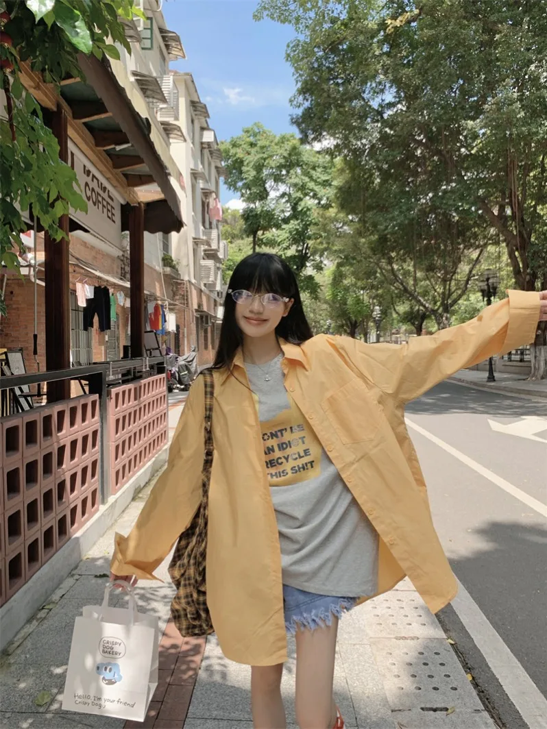 

Loose Long Sleeve Pure Color Shirt Women's Summer Inner Wear Short Sleeve T-Shirt Two-Piece Set Lazy Style High Waist Univers...