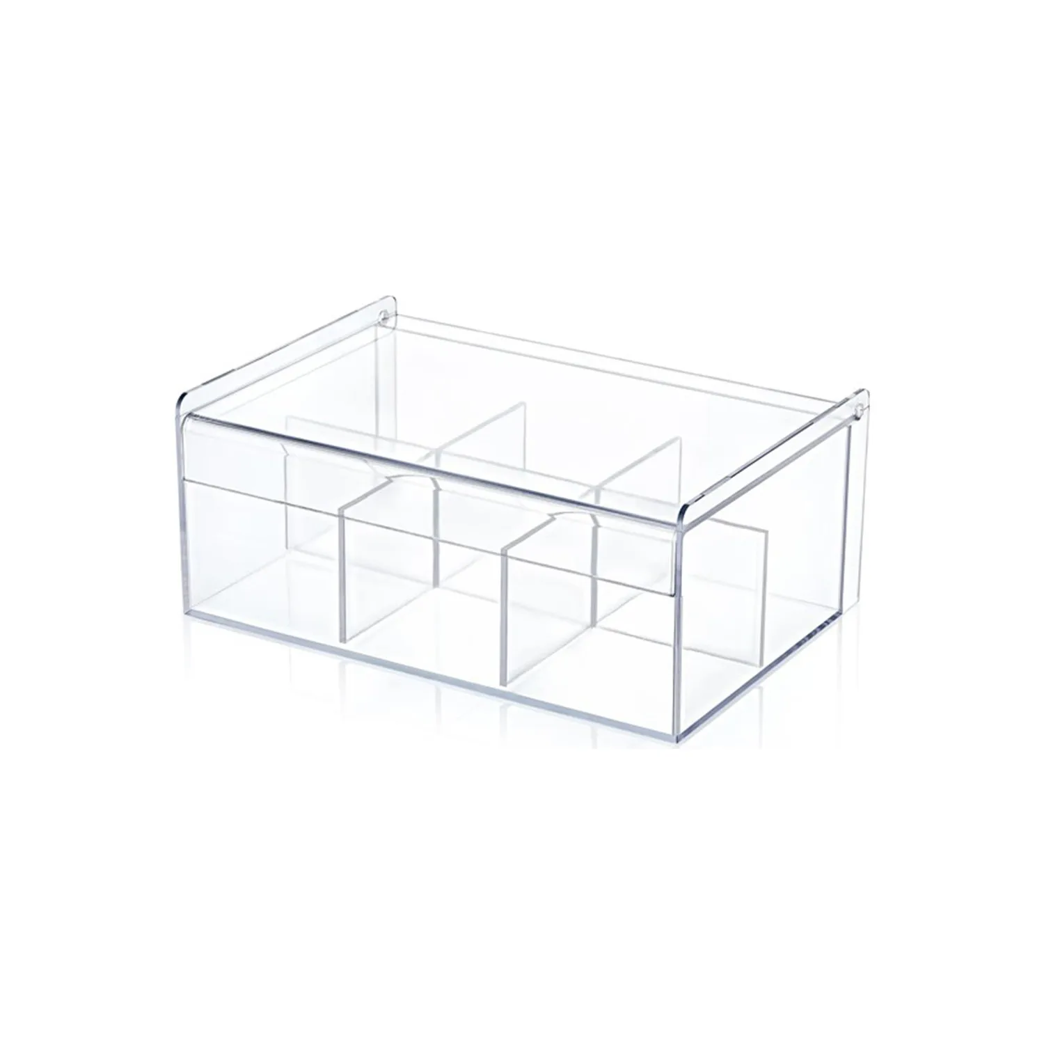 Tea Box 6 Section Cover Herbal Tea Bag Coffee Storage Acrylic Container Transparent Baking Powder Yeast Vanilla Jewelry Holder