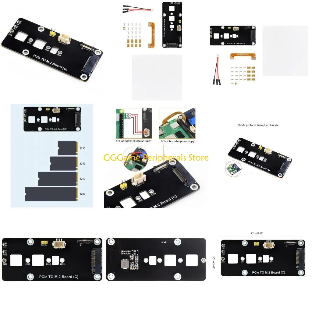 

U55B For Pi 5 Fast Speed PCIe to M.2 NVME Adapter Board Highly Efficiency