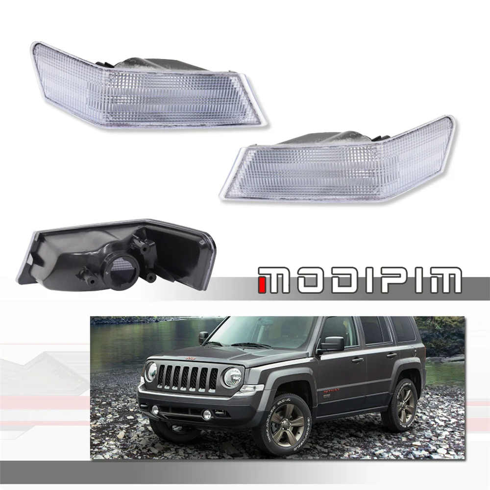 

2PCS Smoked / Clear Lens Front Bumper Turn Signal Light DRL Housings For Jeep Patriot 2007-2017 No Bulb / Socket Car Accessories