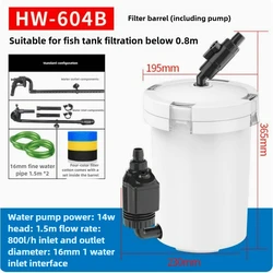 110V 220V SUNSUN EW/HW-604B 14W Silent Fish Tank External Filter Bucket Filter Set