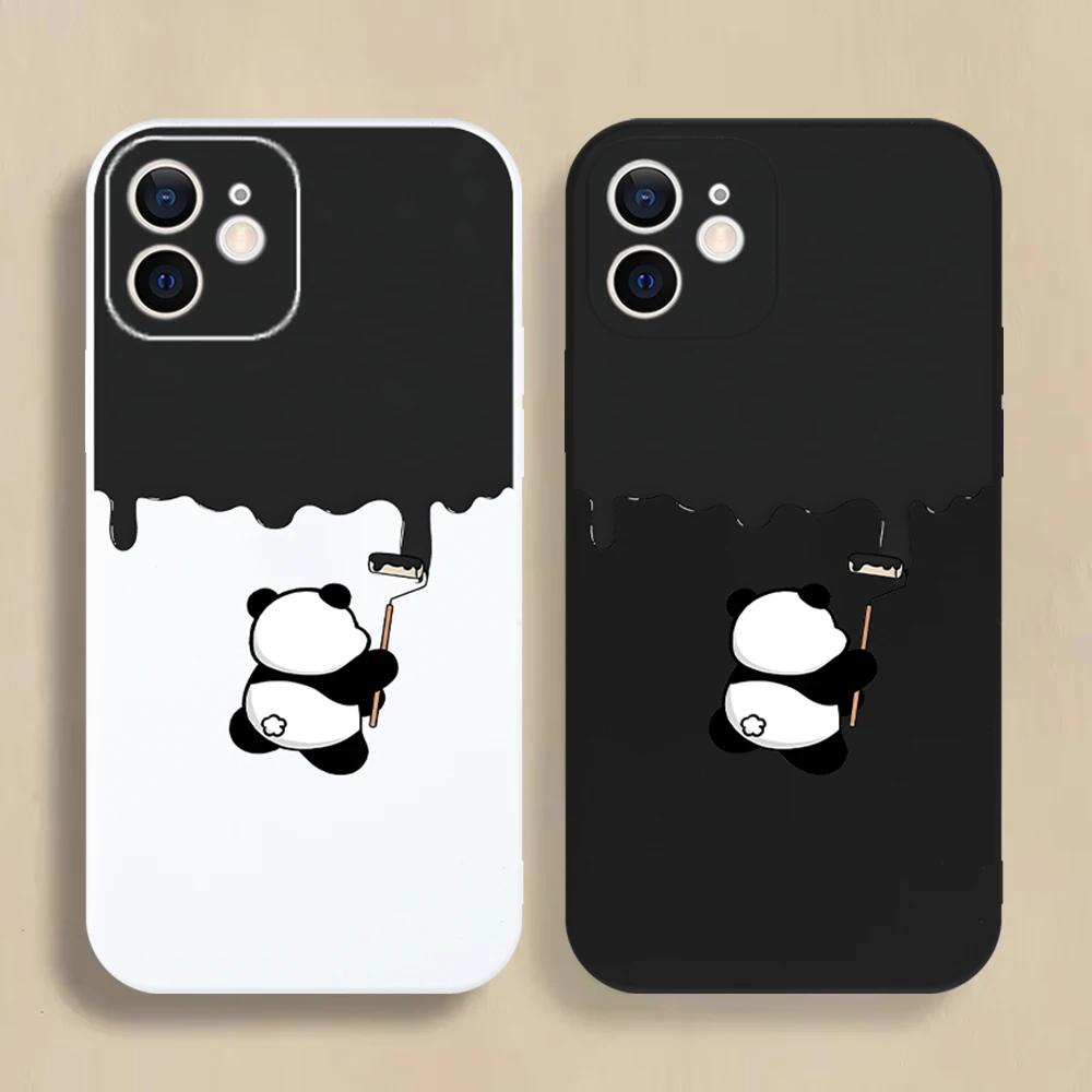 

Funny Cartoon Panda Painting Phone Case For iPhone 16 15 14 13 12 11 Pro Max Mini X XS XR SE 7 8 Plus Shockproof Dustproof Cover