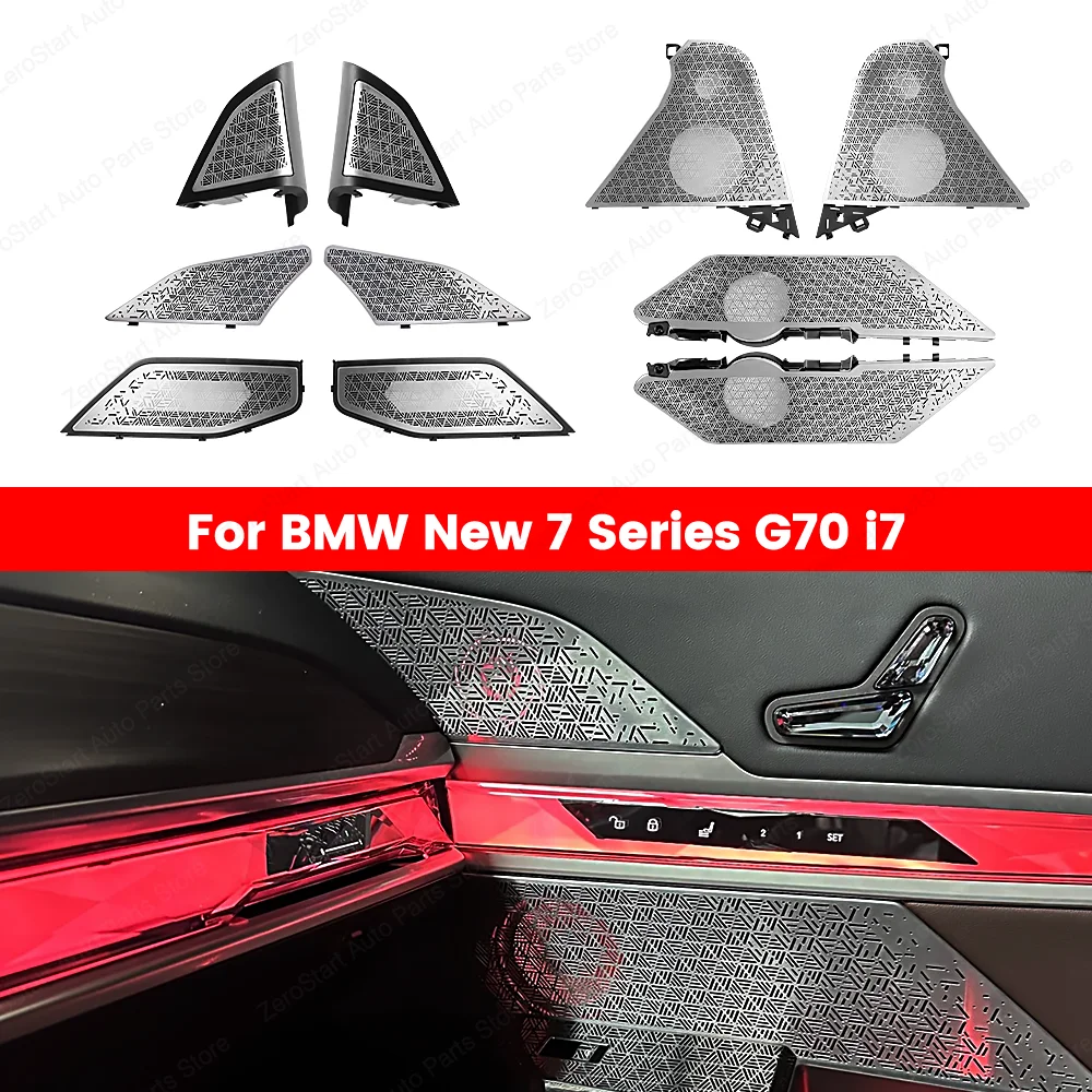 

Крышка динамика, окружающий свет для BMW 7 серии G70 2023 + из нержавеющей стали, автомобильная аудиосистема, стерео твитер, дверной динамик, крышка громкоговорителя