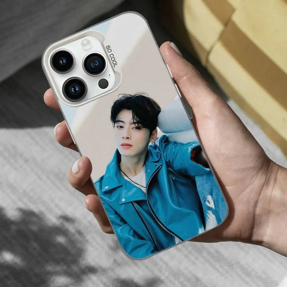 حار C-Cha E-Eun W-Woo الممثل جراب هاتف آيفون 16,15,14,13,12,11,Mini,Pro,SE,MAX الأبيض ماتي غطاء مقاوم للصدمات