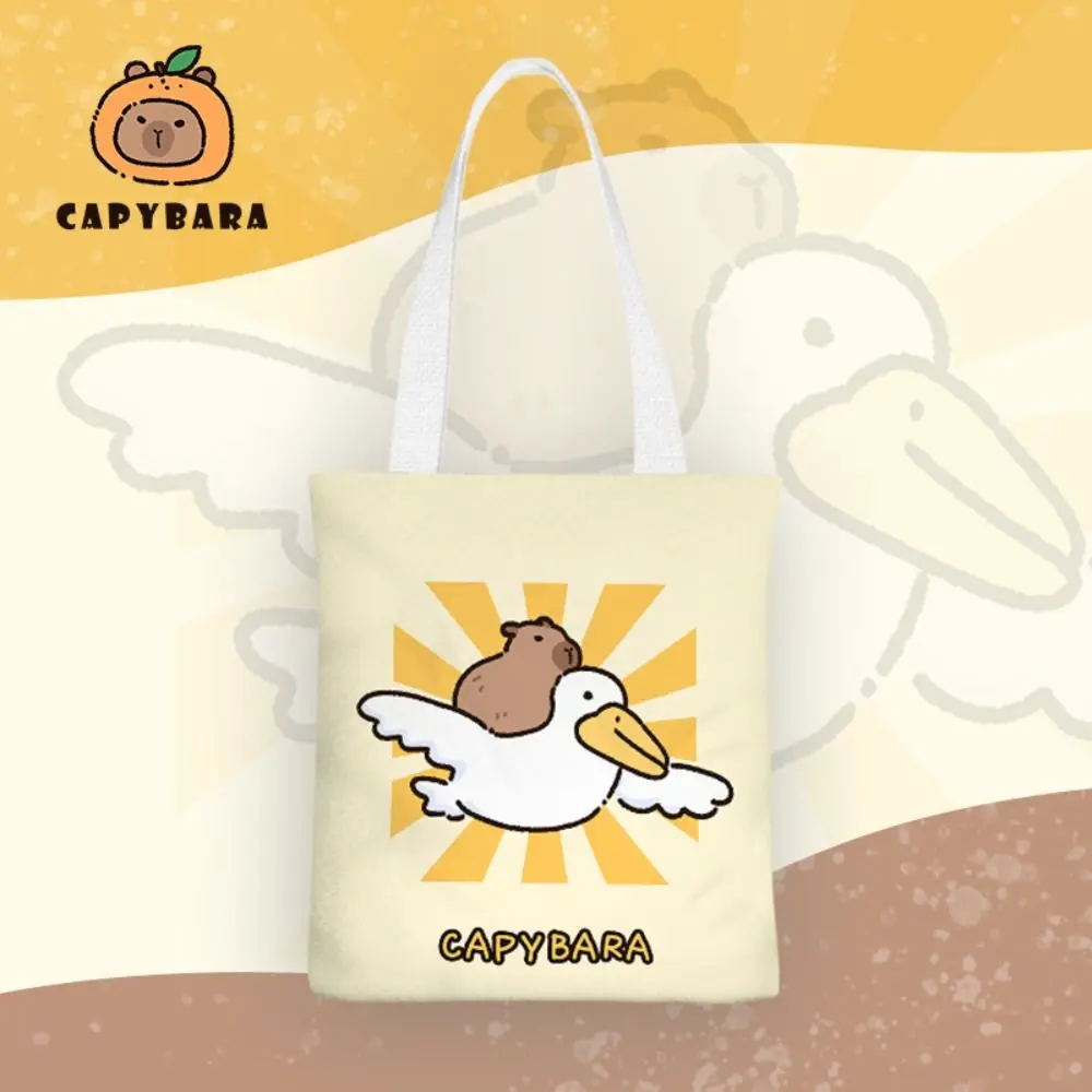 New Capybara Shoulder Bag Kawaii Capybara Canvas Bag Lunch Bag Girls Women Casual Travel Tote Portable School Bag Reusable