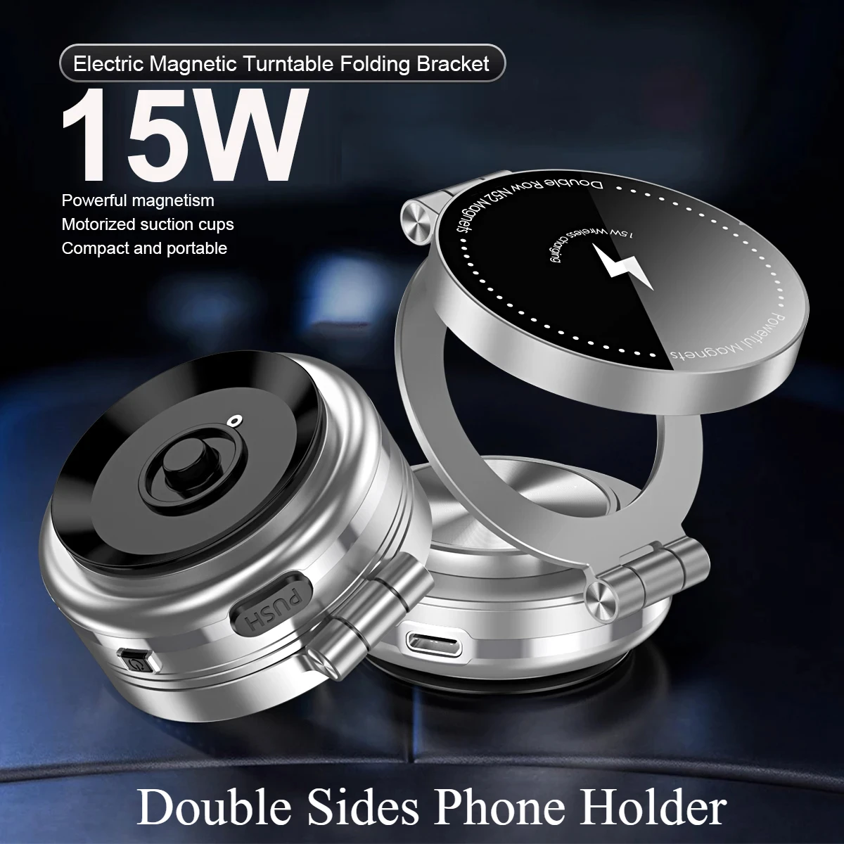

Двусторонний держатель для телефона, магнитный вакуумный адсорбционный кронштейн, вращение на 360 градусов, складная подставка для GPS, поддержка электрической присоски