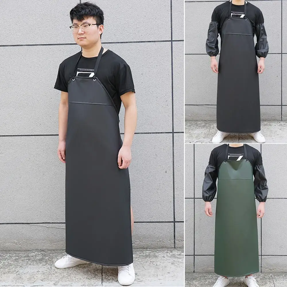 PVC Heavy Duty Apron Waterproof Oilproof, Long Chef Bib for Kitchen/Cafeteria, Acid/Alkali Resistant Compound Apron