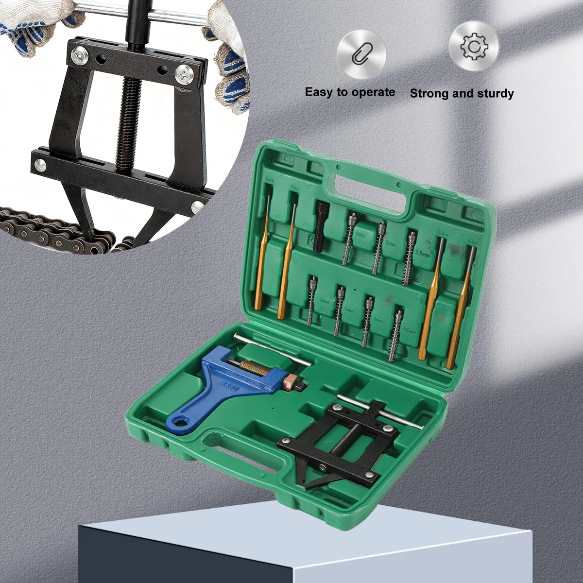 เครื่องตัดโซ่ไฮดรอลิกอุตสาหกรรมพร้อมตัวถอดโซ่ 4 หัว ตัวปรับความตึงโซ่ ชุดตัดโซ่ เครื่องมือพิเศษสำหรับการถอดโซ่