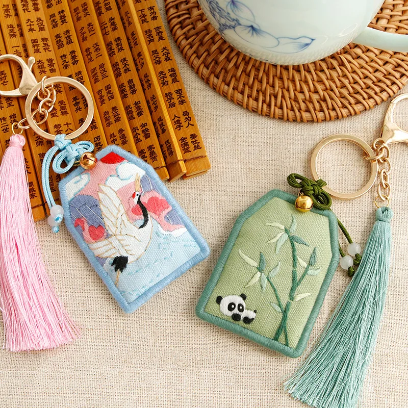 Animal Keychain Peace Omamori Diy Embroidery Cross Stitch Cartoon Stitching Accessories Sachet Needlework Sewing Gift