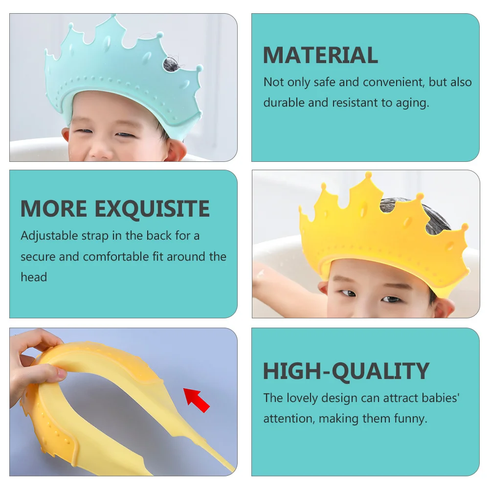 

2 шт., детские шапки для шампуня, силиконовые детские защитные головные уборы для купания, легкий, легко чистящийся, регулируемый ремешок