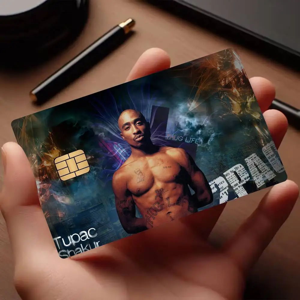 Rapper Tupac Amaru Shakur Game Film Cover Sticker Case for Small Chip Credit Debit Card Front Side
