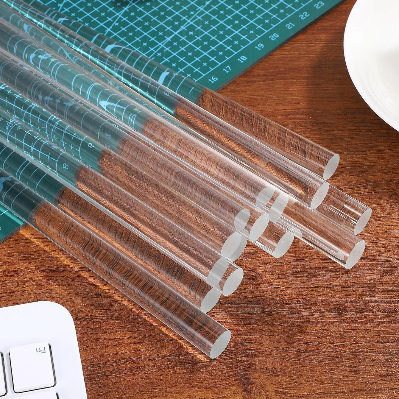 10 pieces of polymer clay roller tools, acrylic clay rolling pin, transparent clay rod, ceramic guide tool, DIY plastic rod, cer