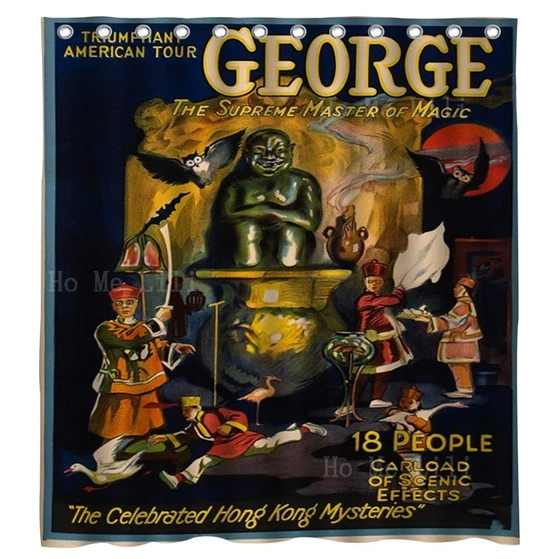 

Vintage Old Magician Print Shower Curtain The Supre Master Of Magic Vintage Circus Posters Retro Travel Art Bathroom Decor
