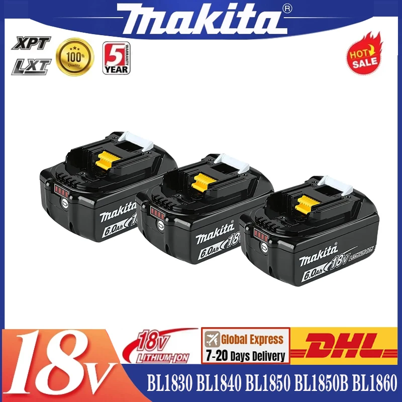 Original   Makita 18V 6.0Ah batería de herramienta eléctrica DDF487 DGA404 DTW700 DHP487 reemplazo de batería LED de carga