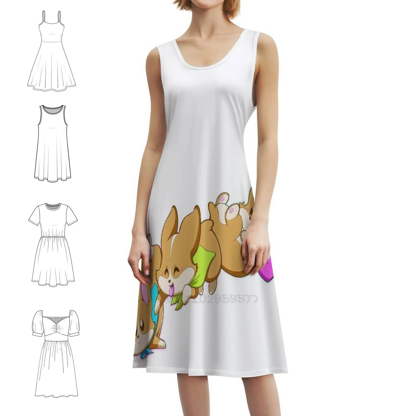 أبطال الجرو: فستان كاجوال لطيف على الطراز الكوري للنساء فساتين مكتب يومية بسيطة للسيدات كورجي كورجي جرو الجراء #1