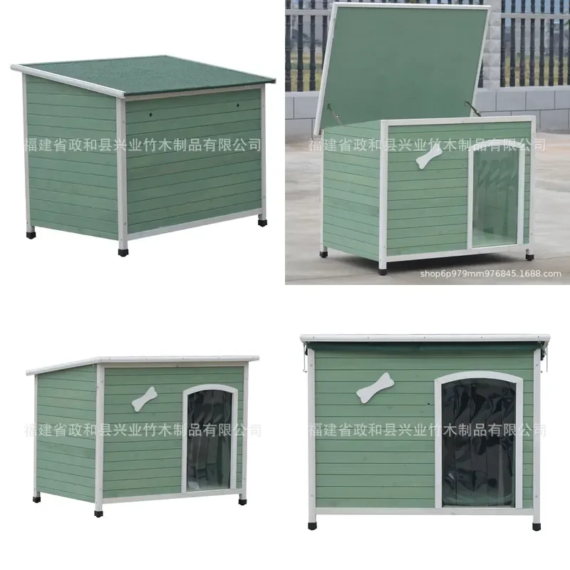 Solid Wood Pet House Waterproof Indoor Outdoor Dog Cat Kennel for Small Medium Animals Rainproof Shelter