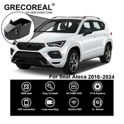 GRECOREAL 4K Dash Cam Front Rear WiFi Dual Camera Dashcam APP Control Easy Install Plug Play Compatible with Cupra Seat Ateca
