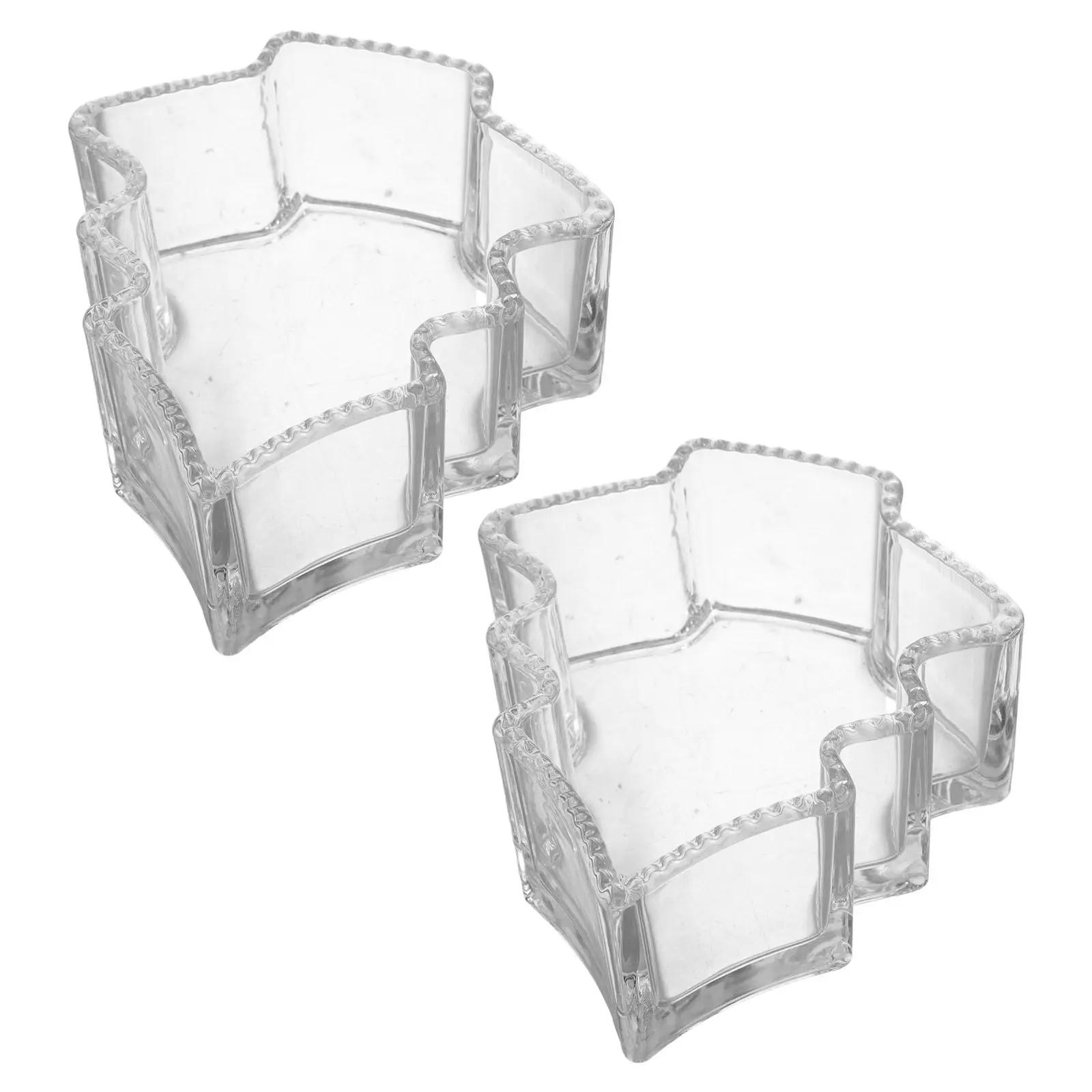 Set of 2 Vintage Glass Christmas Tree Holders Clear Tealight Votive Holders for Holiday Dinner Table Decoration
