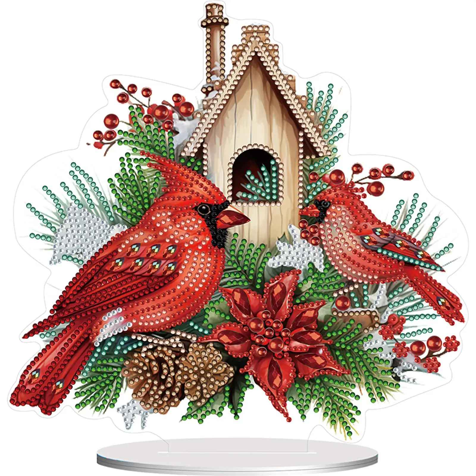 2D Flat Print Cardinal DIY Diamonds Painting Desktop Decorations Special Shape Desktop Diamond Art Kits for Office Desktop Decor