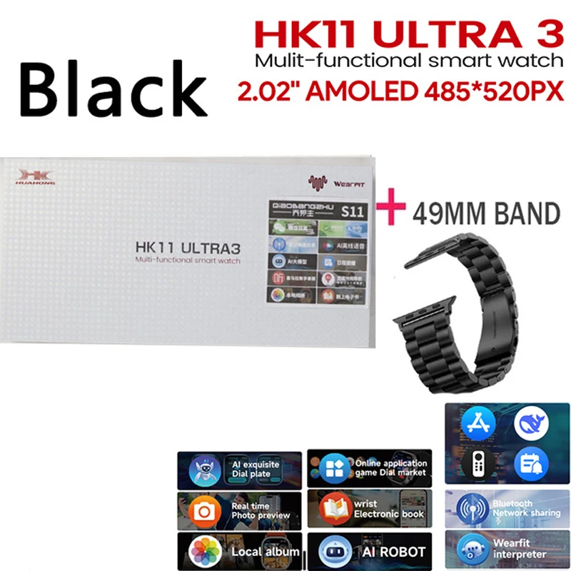 

New Origina HK11 ULTRA3 Smartwatch Men 4G ROM ChatGPT Compass HK10 ULTRA3 Upgrade Watches HK11 Sports BT Call Smart Watch Men