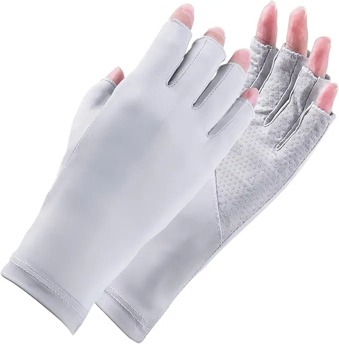 Women's Cooling UV Gloves UPF50+ Fingerless Touchscreen & Anti-Slip for Driving/Fishing -5°C Ice Silk Tech & Quick Dry 2colors