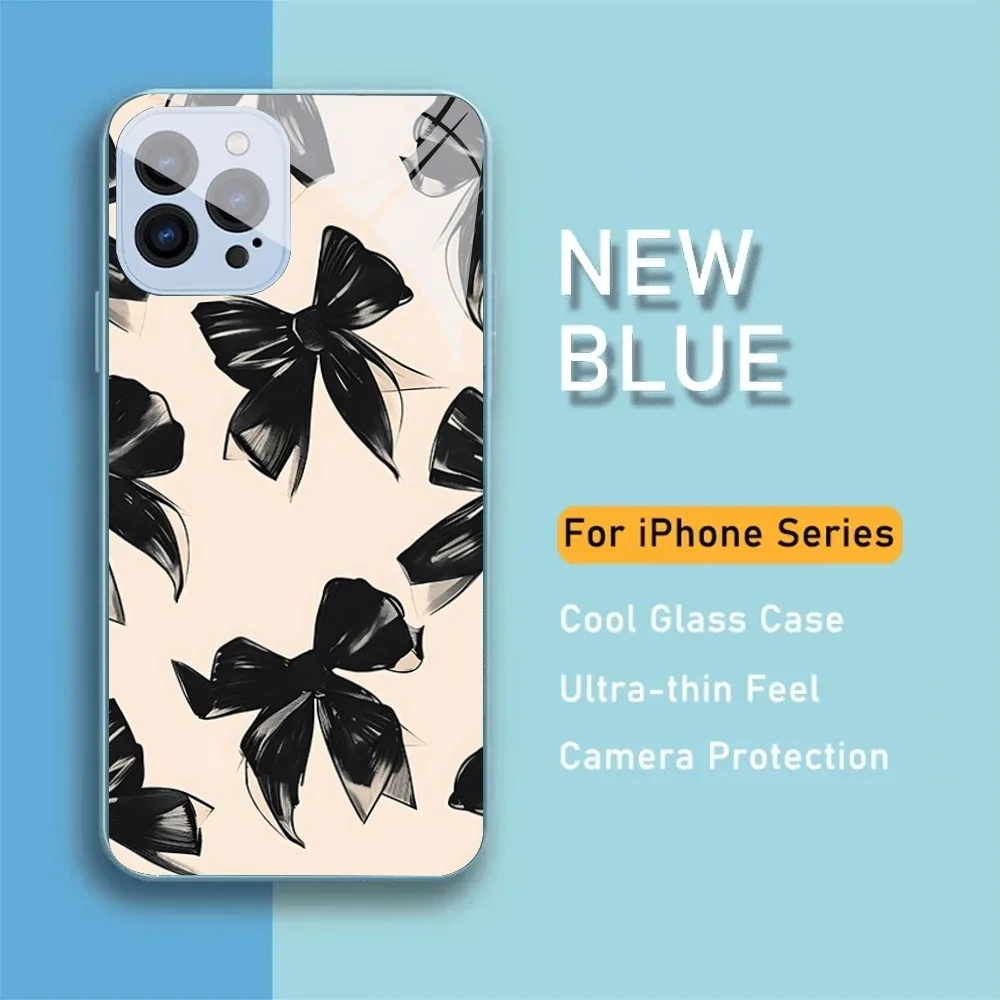 Bow Phone Case For IPhone 15 14 13 12 Mini 11 Pro Max X XS XR 6 7 8 SE Plus Glass Hard Cover image 2
