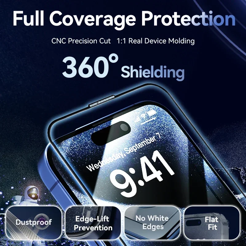 Защитная пленка из закаленного стекла Vention без пыли HD с инструментом для iPhone 16, 15 Pro Max Plus, защитная пленка из закаленного стекла