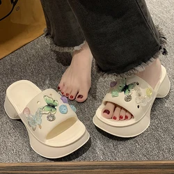 Summer Women Sandals Shoes Garden Shoes Butterfly Decoration Sandal Vacation Beach Platform Non-slip EVA Soft Bottom Shoe Female