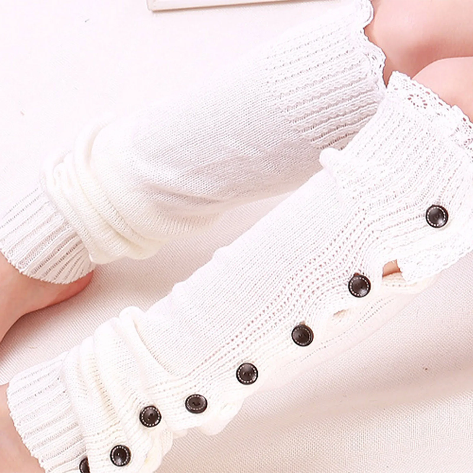 Leg Warmers Womens Solid Color Knit Button Warm Lace Cable Knit Leg Warmer Socks Knitted Warm Autumn Winter Over Knee Boot Cuffs