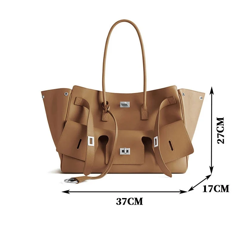 Brand High-quality Soft Pu Leather Handbag Tote Bag Rodeo Lock Design Women Bag Large-capacity Storage Bag Commuter Shoulder Bag - view 6