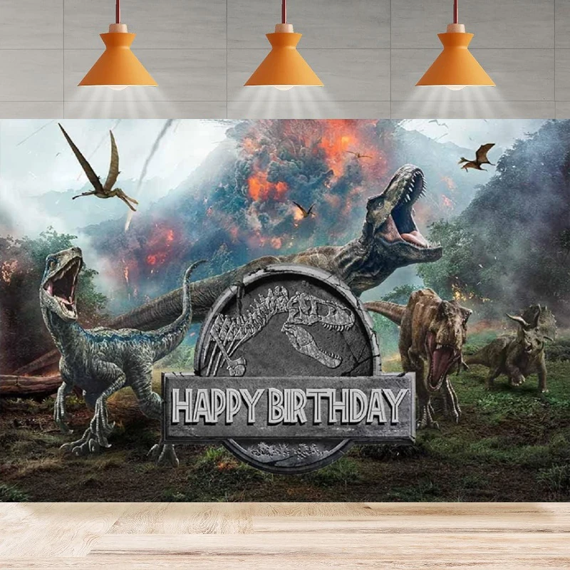 Kids Happy Birthday Photography Backdrop Dinosaur Background For Kids Portrait Home Party Backdrop Wall Banner Decor Photo Booth