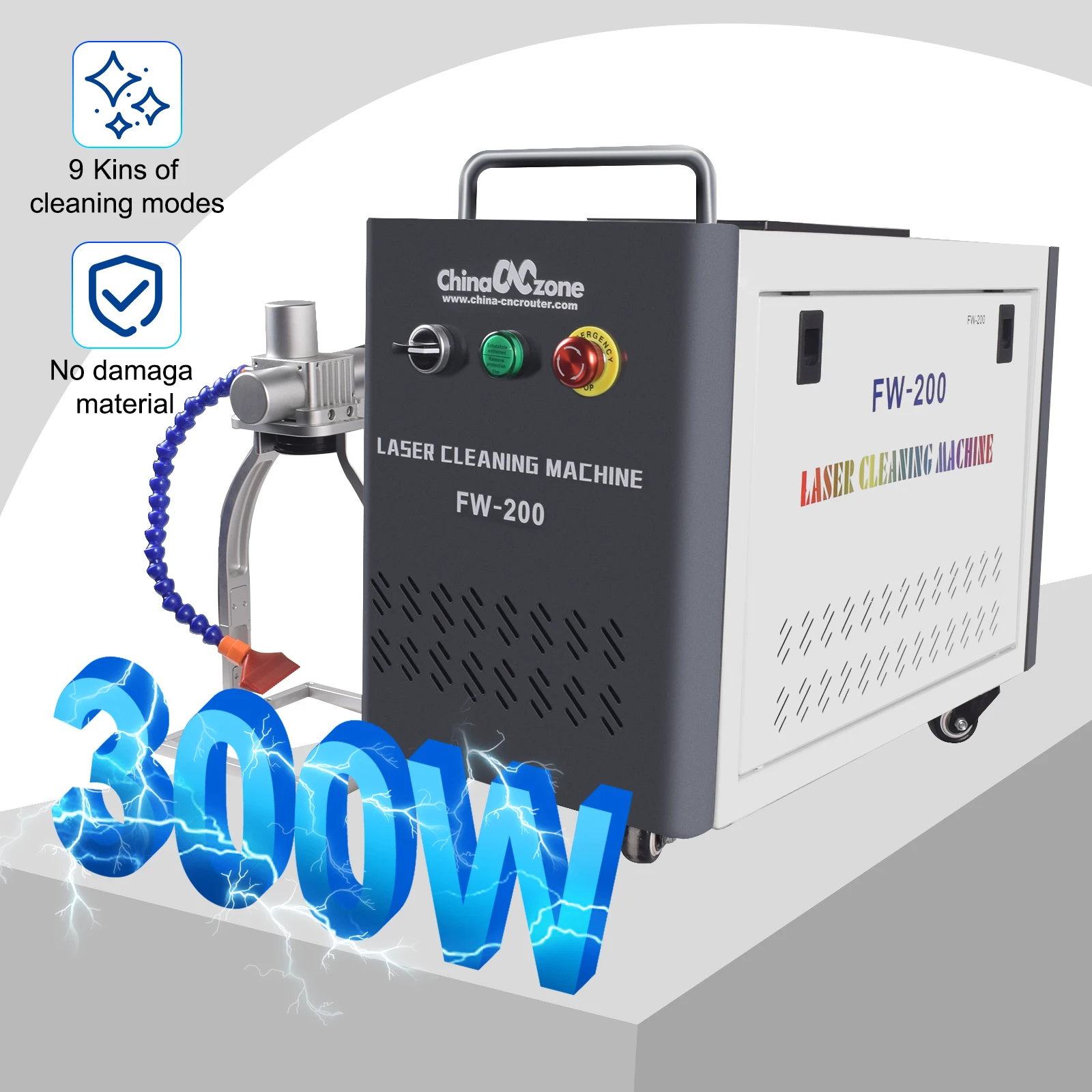 Pulitore laser pulsato da 300 W Stampo industriale Rimozione ruggine Vernice Legno Metallo Sostratti non distruttivi Raffreddato ad aria per la fabbrica