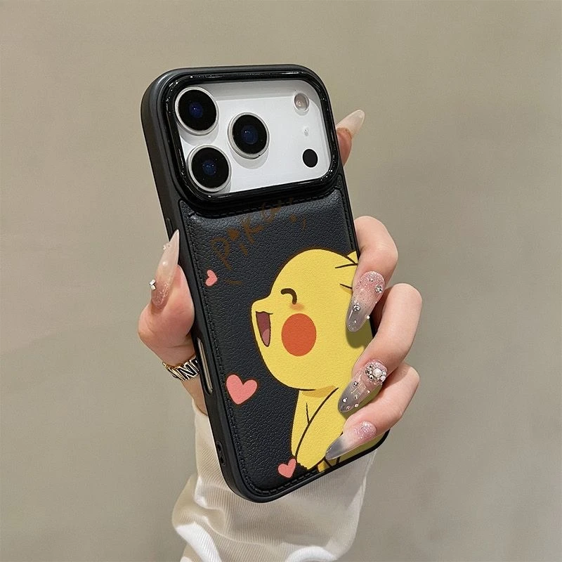 P-Pok é mon Love Pikachu Leather Pattern Phone Case For iPho