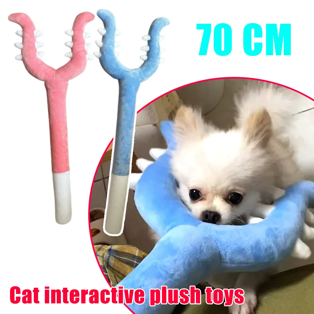 70cm Plush Cat Teaser Wand Funny Catcher Soft Magic Wand Cat Training Tool Interactive Cat Dog Toy for Kids Home Use