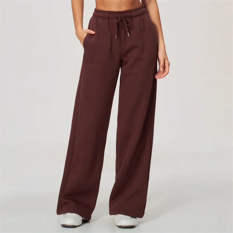 TRY TO BN Women Yoga Pants Pockets Drawstring High Waist Athletic Sweatpants Fitness Workout Loose Sports Trousers Gym Clothing