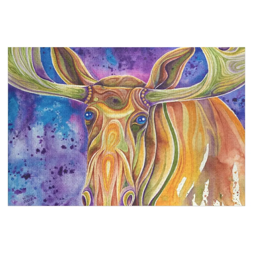 Woodland Moose Jigsaw Puzzle Personalized Wooden Name Photo Toddler Toys Wooden Decor Paintings Puzzle