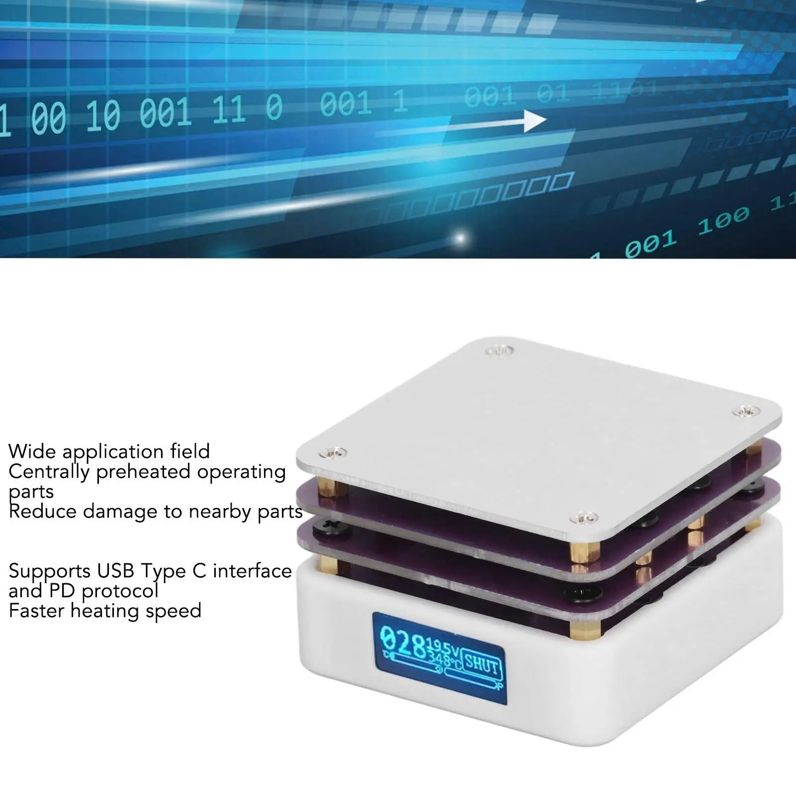 20V Mini Smart Thermostat Soldering Station - Heating Plate Welder for Chip for repair & DIY Lab Work