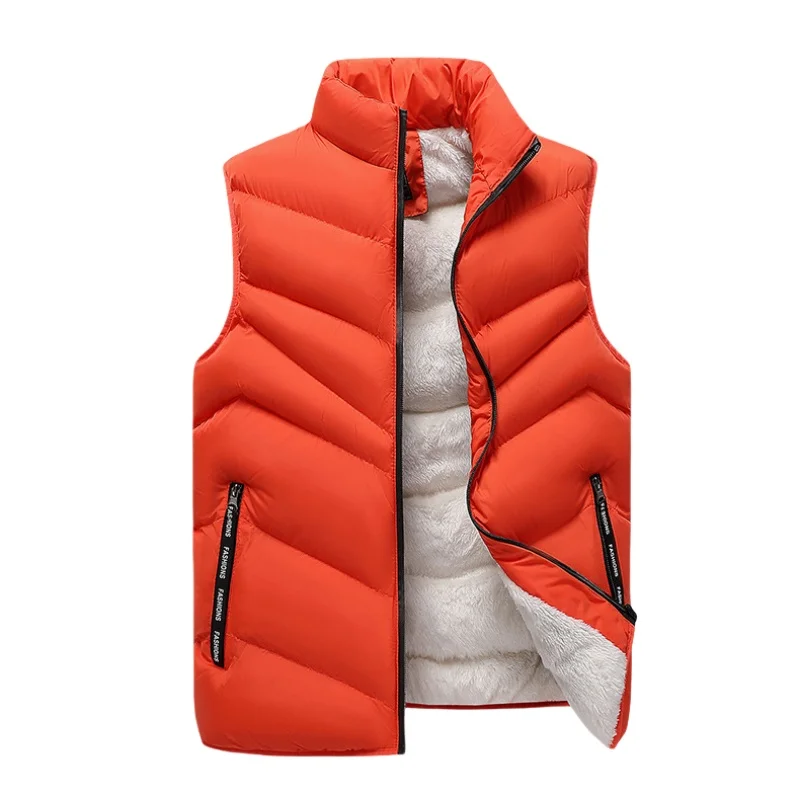 

Autumn Winter Men's Lambskin Vest Standing Collar Casual Handsome Padded Waistcoat Plus Size Fleece Thick Warm Cold Proof Vest