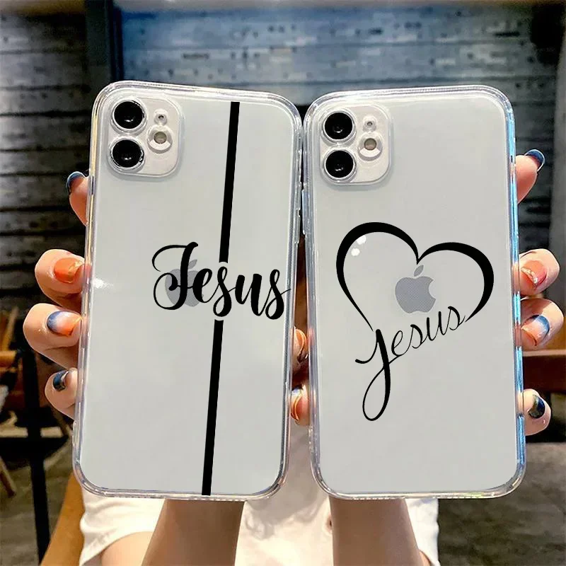 Christian Religious Faith Jesus Clear Phone Case for iPhone 16 15 13 12 14 11 15 Pro Max Mini Plus SE Soft Shockproof Cover Skin