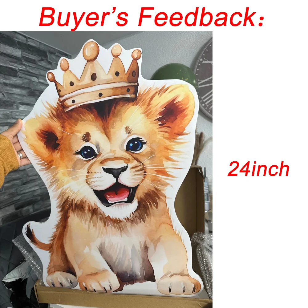 18/36Inch Baby Lion Cutout Mosaic Board Gold Crown Little Lion KT Foam Board for Baby Shower Jungle Animal Birthday Party Decor