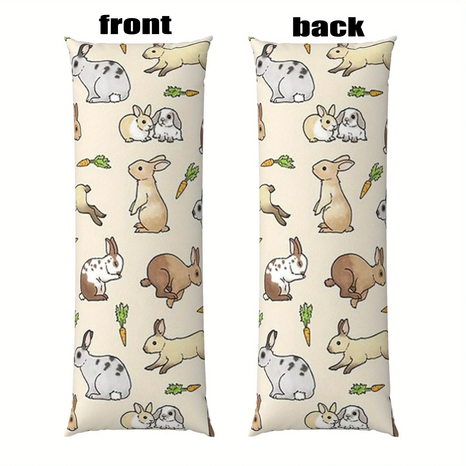Ultra-Soft 20x54 Inch Body Pillowcase with Adorable Rabbit and Carrot Design - Breathable, Suitable for Side Sleepers, Back Slee