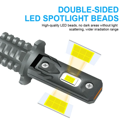 Imagen 2 del producto Bombilla LED antiniebla H3 de alta potencia, superbrillante, 9-60V, 5400LM, 6000K, 3000K, 8000K, 12V, 24V, 2 unidades