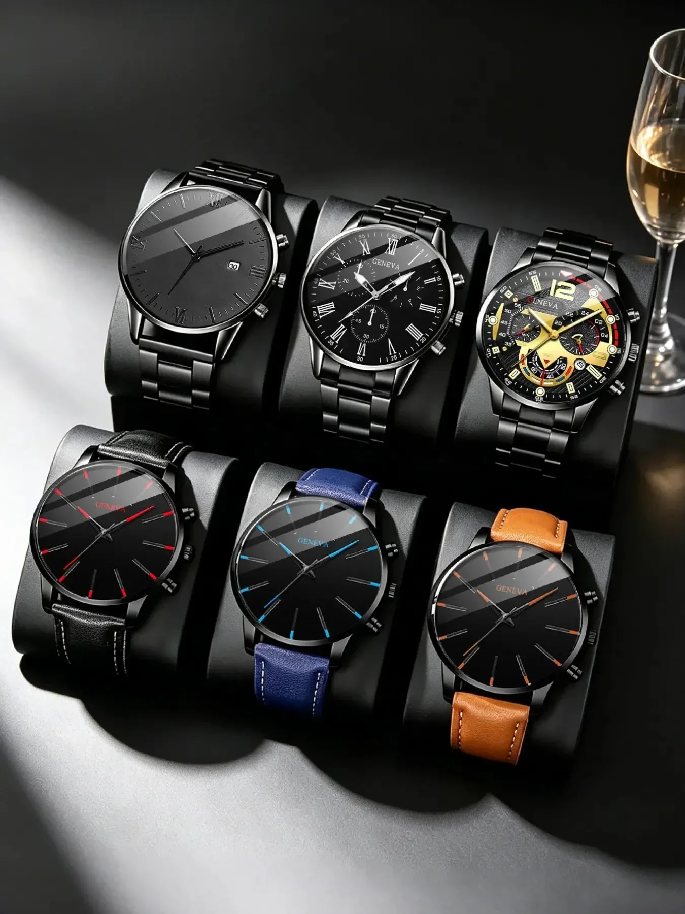 Men Geneva Quartz Wrist Watch Fashion Casual Analog Watches for Men Leather Steel Band Male Sport Clock Relogio Masculino