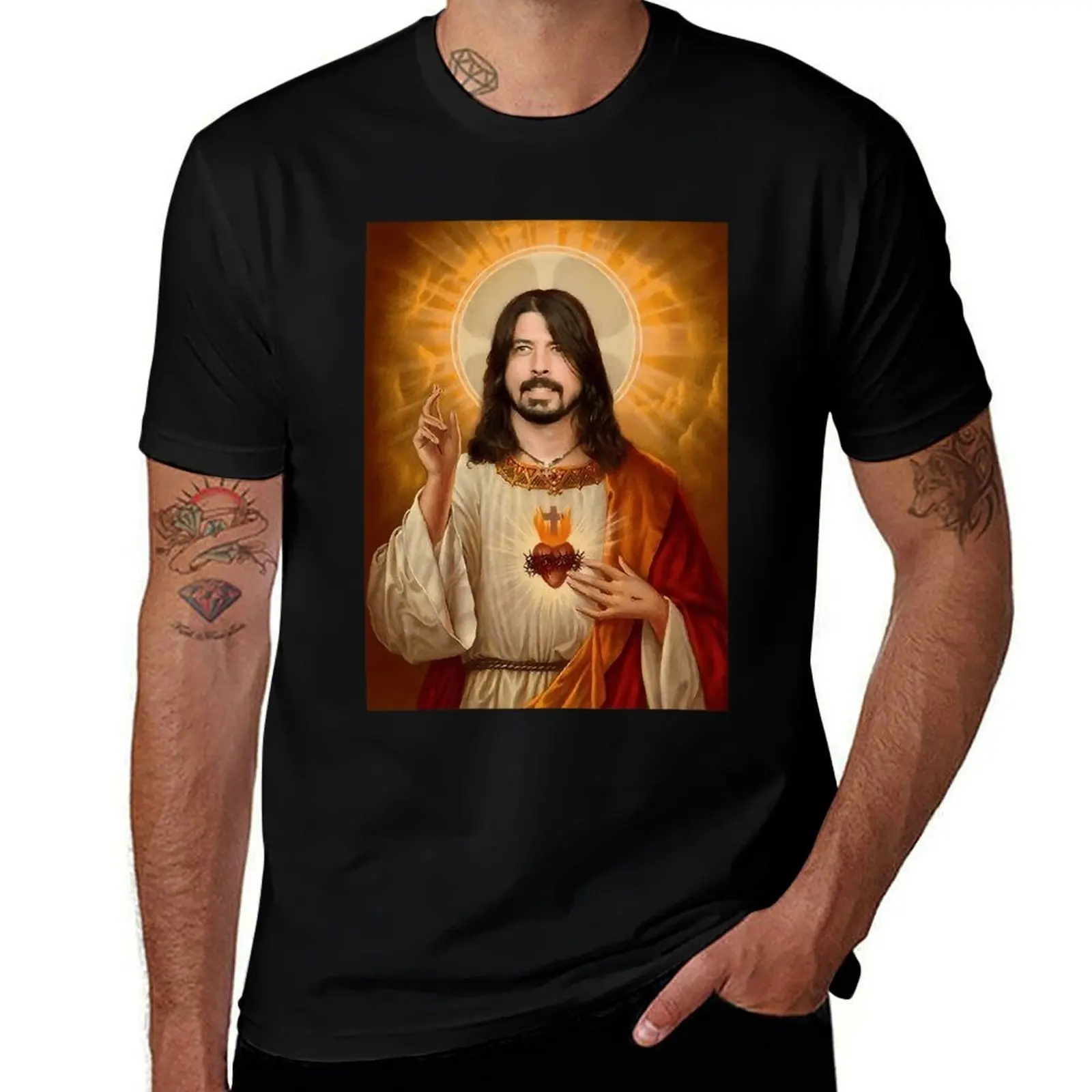 

shirts t t prints Dave tees 100% shirts Grohl with Jesus T-Shirt man shirts for cotton graphic t