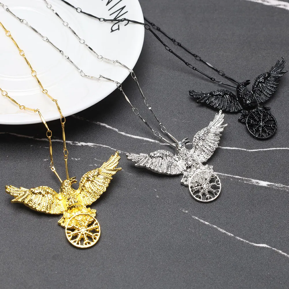 

Винтажное европейское и американское готическое ожерелье с подвеской в виде вороны, ожерелье с загадочным символом викингов, праздничное ожерелье, ювелирные изделия