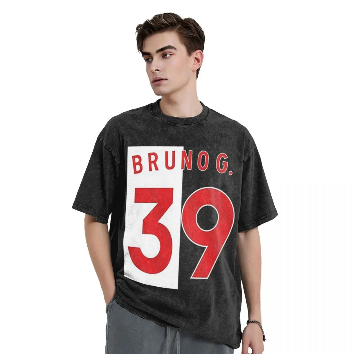Bruno Guimaraes número 39 Newcastle camisetas lavadas pantalón corto casual manga Hip Hop camiseta ropa de calle Tops camisetas para hombres y mujeres