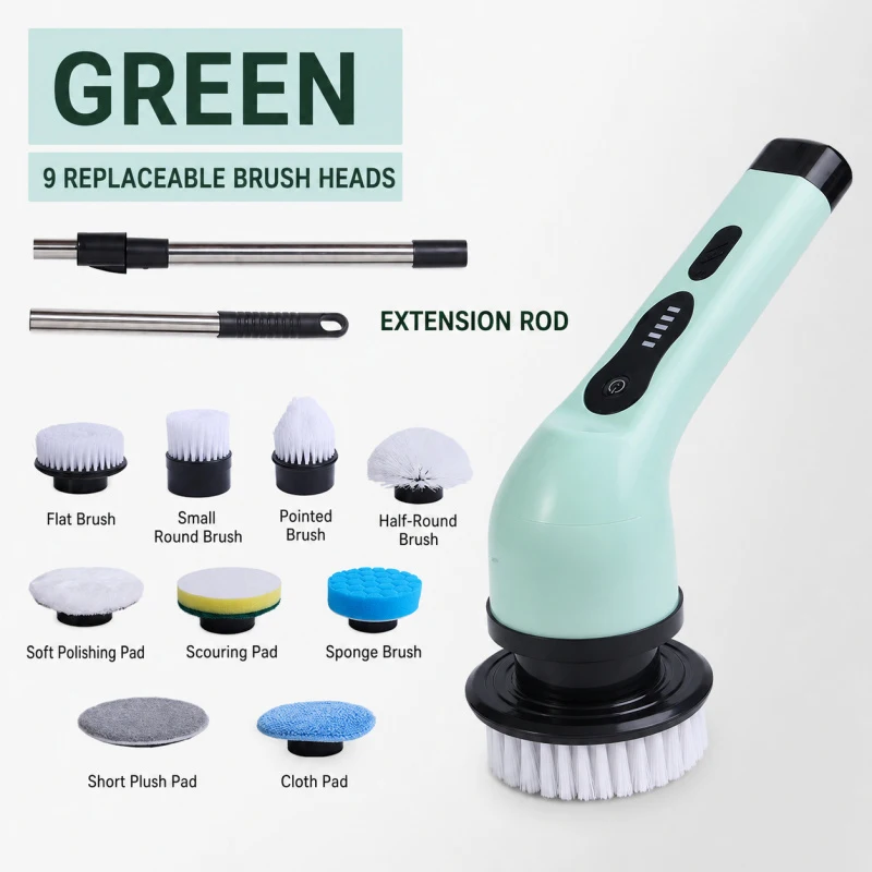 

9-in-1 Electric Cleaning Brush, Cordless Spin Scrubber for Bathroom Tile Grout, Kitchen Sink, Multi-Purpose Power Cleaning Tool