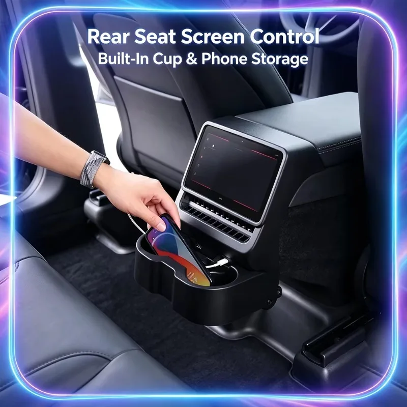 For Tesla New Model 3/Y Rear Air Vent Cup Holder Storage Box Protective Cup Cover Car Interior Modification Decor