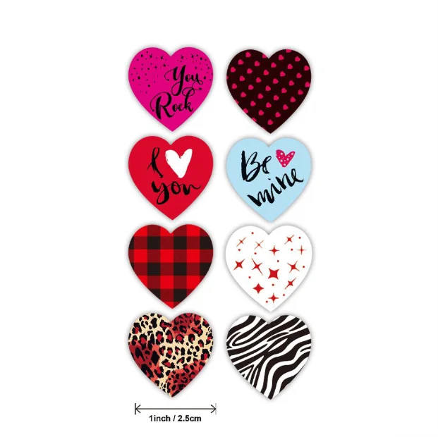 500pcs Valentine's Day Stickers - 1 inch Love Heart Stickers for Wedding Party, Gifts Decoration